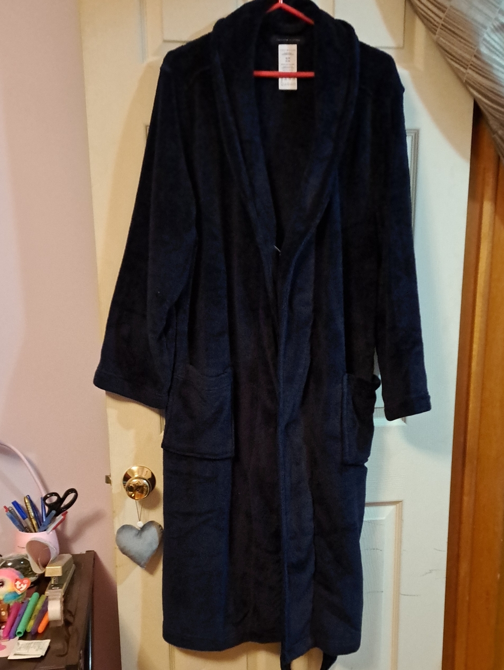 Navy Blue Tommy Hilfiger Men's Plush Fleece Robe  Size S/M NWT
